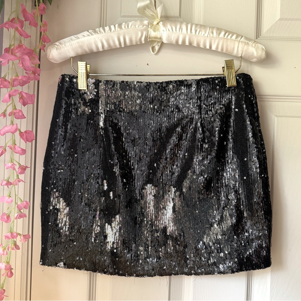 Black Sequin Mini Skirt